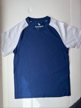 abercrombie kids Navy and White Raglan Tee Shirt